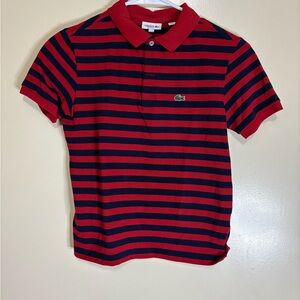 Lacoste Kids Polo with Red and Navy Stripes